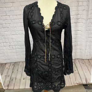 Letarte Handmade black crochet long sleeve dress